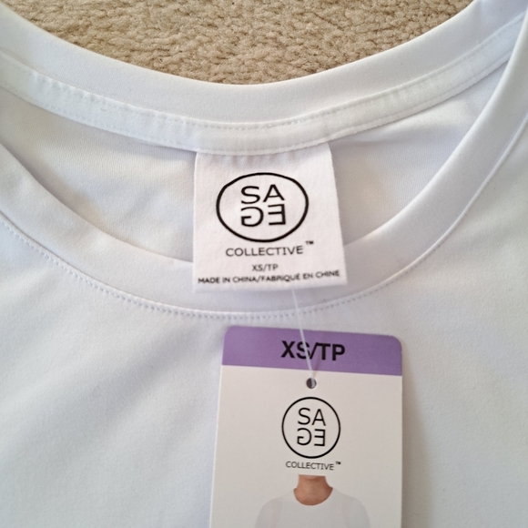 Sage Collective Active Top White Women's XS Long Sleeve Tee Workout - Picture 6 of 8
